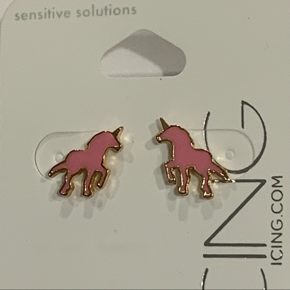 5/$30! MIX & MATCH! ICING Gold & Pink Enamel UNICORN POST EARRINGS! - Picture 6 of 7